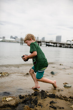 Six Year Old Playing in Sand on Coronado Bay