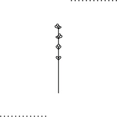 Lavender twig vector icon in outlines 