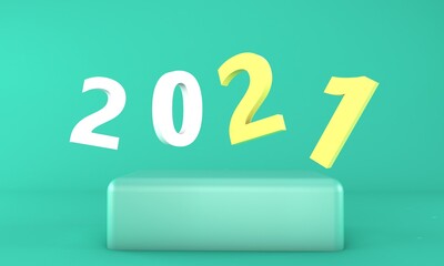 New year 2021 3D design concept. 3d illustration