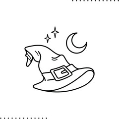 wizard hat vector icon in outlines 