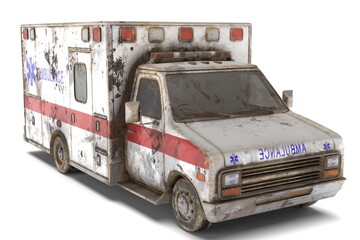 3D Illustration of a Abandoned Ambulance