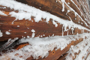 Fototapeta premium snow on the fence