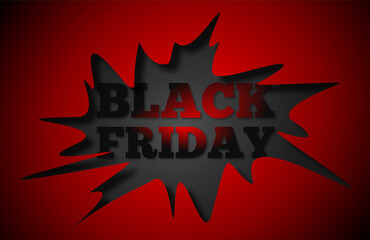 Black friday sale banner. Black and red 3d illustration