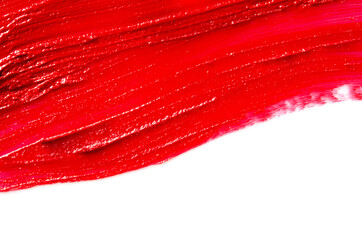 Red Lipstick smear sample texture.  Abstract red paint brush and strokes. - Image