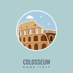 Colosseum In Rome Italy Landmark Design Vector Illustration. Italy Travel and Attraction, Landmarks, Tourism and Traditional Culture