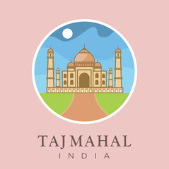 Taj Mahal, Agra, Uttar Pradesh, India Landmark Design Vector Illustration. India Travel and Attraction, Landmarks, Tourism Traditional Culture And Religion