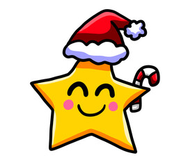 Adorable Stylized Happy Christmas Star Emoticon