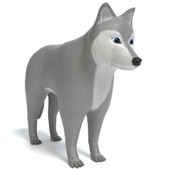 3D Illustration of a Cartoon Wolf