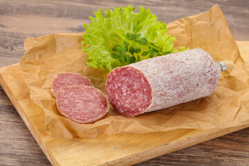 Italian dry Saliami pork sausage