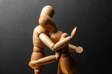 Hug concept. Drawing on a chalkboard. Support service for those in need.