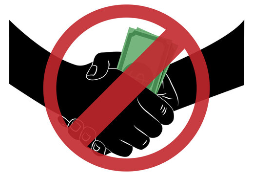 Se&ntilde;al de prohibido corrupci&oacute;n en fondo blanco.