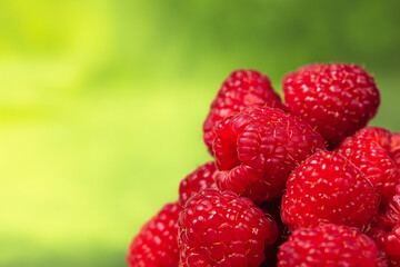 raspberry close-up on a green background
