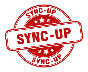 sync-up stamp. sync-up label. round grunge sign