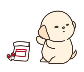 薬を飲むのを嫌がる子犬