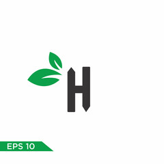  H font logo leaf vector logo template
