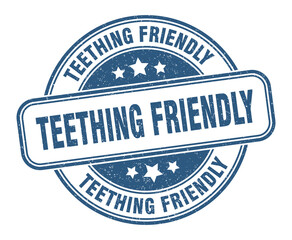teething friendly stamp. teething friendly label. round grunge sign