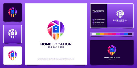 Home location with modern color symbol for your company logo design and business card design