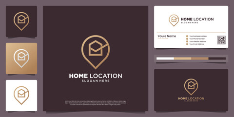 Luxury home location logo design templates and business card design