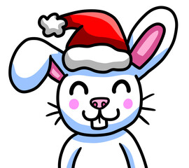 Adorable Stylized Happy Christmas Bunny