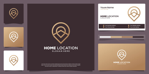 Home location minimal luxury logo design templates and business card design