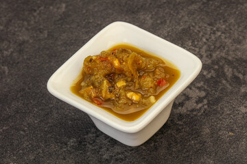 Green spicy sauce in the bowl