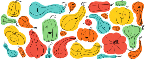 Pumpkins Pattern / Patern o Patrón de Calabazas ilustradas