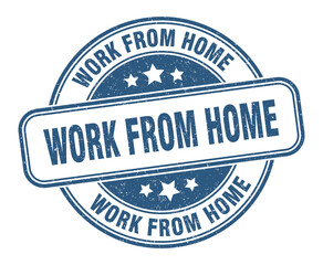 work from home stamp. work from home label. round grunge sign