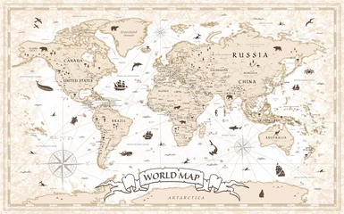 Poster World Map Vintage Old-Style -  - layers © Porcupen