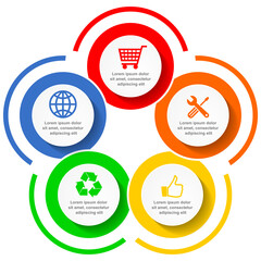 Business infographic vector template with 5 options