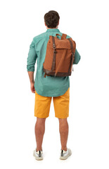 Happy young adult with backpack
