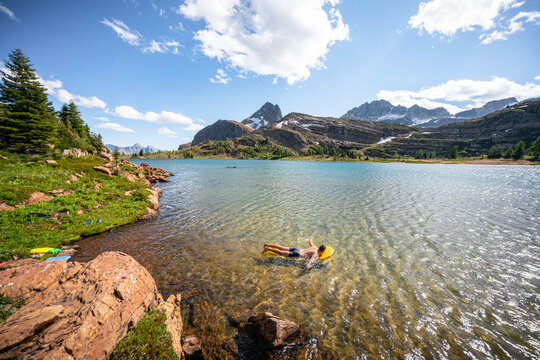 Swimming in Limestone Lakes Height of the Rockies Provincial Park