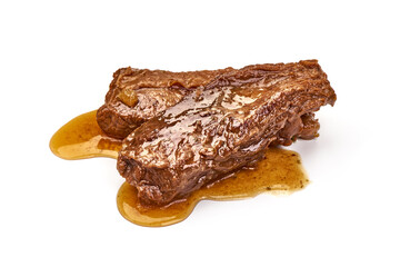 Stuffed ribs with sauce, isolated on white background
