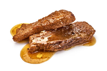 Stewed meat, isolated on white background