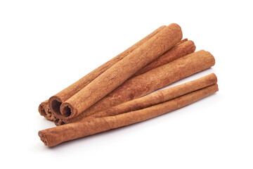 Cinnamon sticks, close-up, isolated on white background