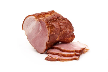 Smoked Pork meat, isolated on white background