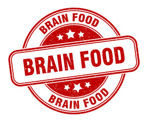 brain food stamp. brain food label. round grunge sign