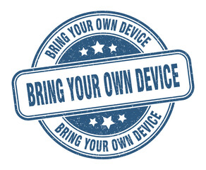 bring your own device stamp. bring your own device label. round grunge sign