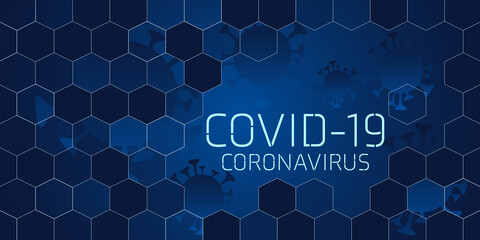 Fototapeta premium Covid 19 science illustration - coronavirus sars cov 2 - blue design banner