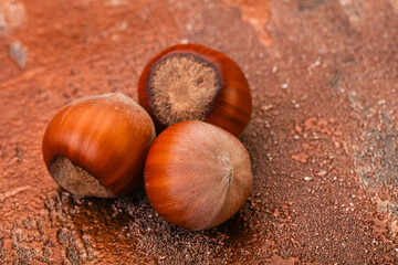 Hazelnut heap isolated over background