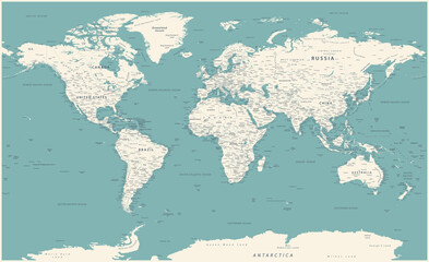Fototapeta premium World Map Vintage Political - Detailed Illustration - Layers