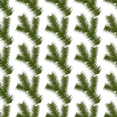 Watercolor seamless pattern with spruce branches. Great Christmas allover print for wrapping paper or textile.