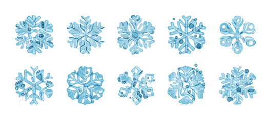 set of vector snowflakes