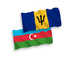 Flags of Barbados and Azerbaijan on a white background