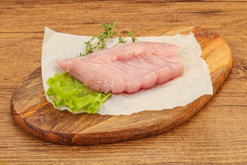 Raw turkey breast steak for cooking