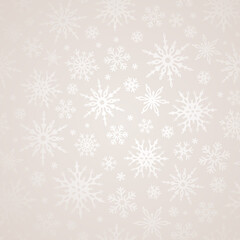 Vector seamless silver Christmas background with snowflakes.