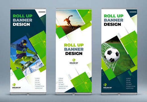 Business Retractable Banner Layout with Green Elements
