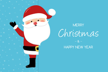 Christmas greeting card with happy Santa Claus. Vector