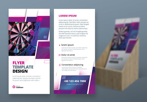 Purple Flyer Layout with Rectangle Elements
