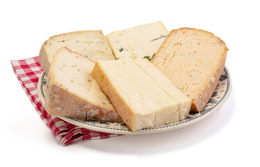 Raclette cheese platter with several flavors