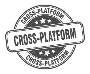 cross-platform stamp. cross-platform label. round grunge sign